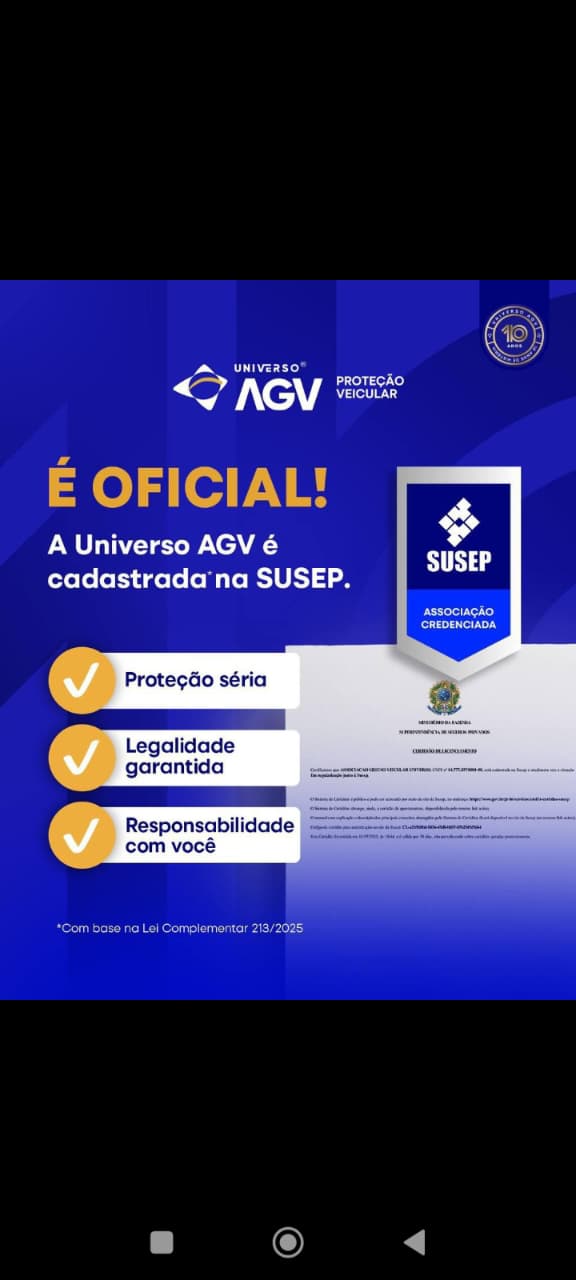 Material sobre cadastro da Universo AGV na SUSEP